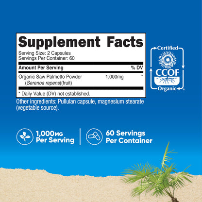 Nutricost Saw Palmetto 1000mg - 120 Capsules | CCOF Organic