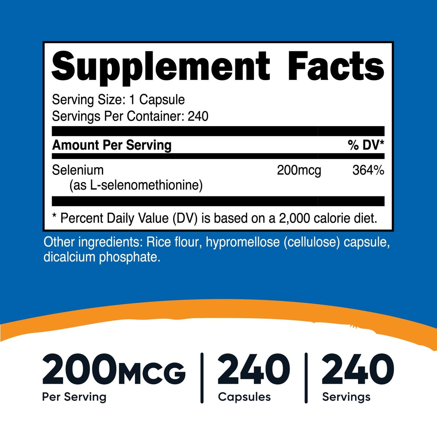 Nutricost Selenium 200mcg – 240 Vegetarian Capsules, Non-GMO, Gluten Free