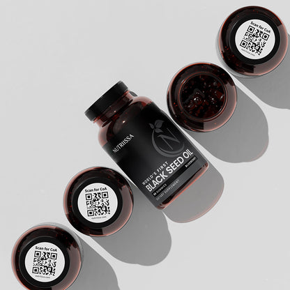 Nutriissa Black Seed Oil + Elder Berry Gummies – Cold-Pressed Black Cumin Seed Oil (Nigella Sativa) | EPEB Certified Purity & Potency – 90 Blueberry Vegan Gummies