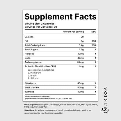 Nutriissa Flaxseed Gummies – Digestive Health & Omega Support | EPEB Certified Purity & Potency – 60 Blueberry Vegan Gummies