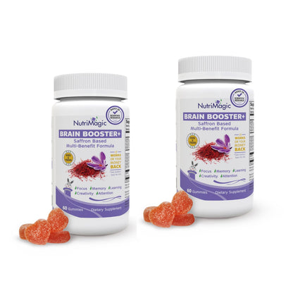 NutriMagic Brain Booster 30mg Saffron Gummies – Focus, Memory & Mood for Kids | 2-Pack