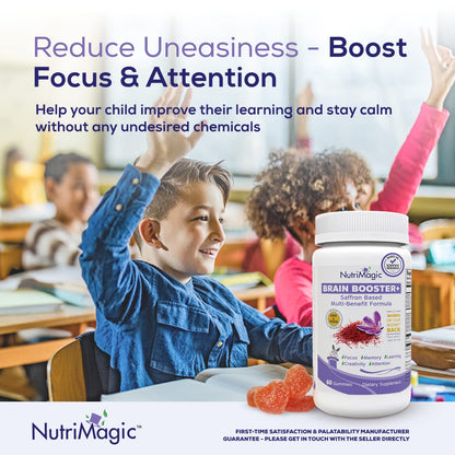 NutriMagic Brain Booster 30mg Saffron Gummies – Focus, Memory & Mood for Kids | 2-Pack
