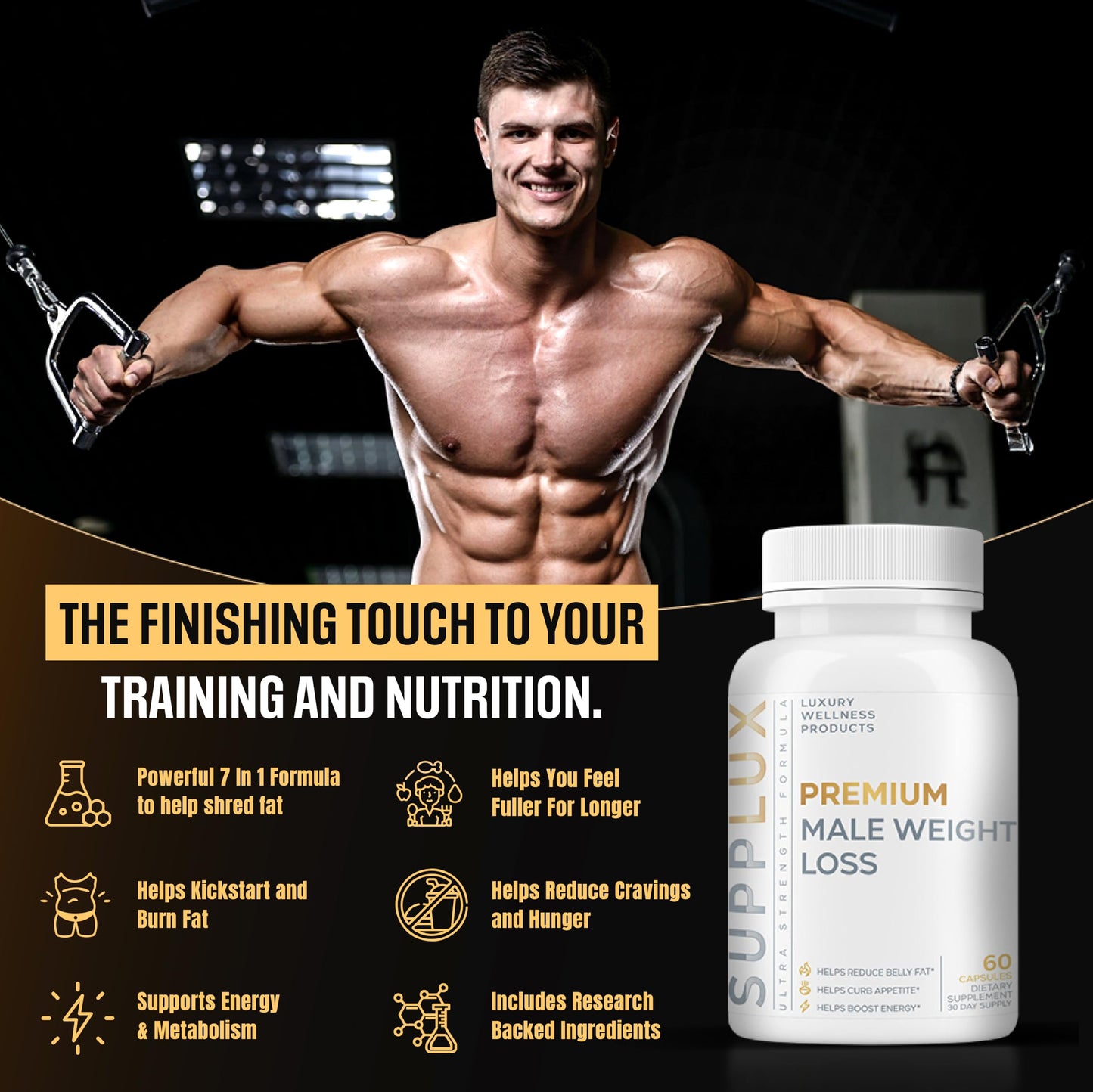 Nutrimend IQ Premium Male Weight Loss – Appetite Suppressant & Energy Booster | 60 Capsules