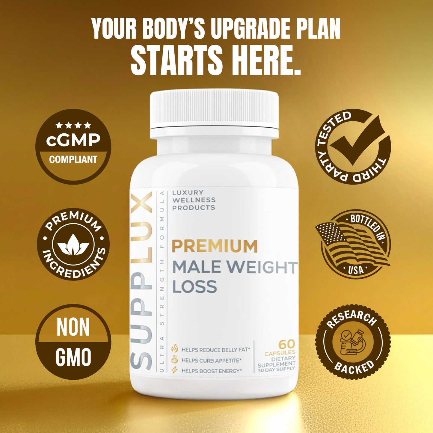 Nutrimend IQ Premium Male Weight Loss – Appetite Suppressant & Energy Booster | 60 Capsules