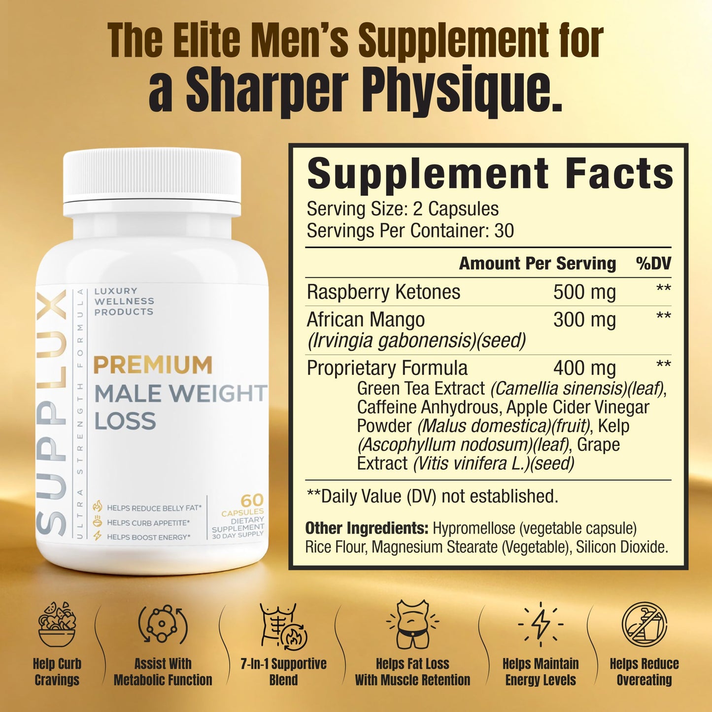 Nutrimend IQ Premium Male Weight Loss – Appetite Suppressant & Energy Booster | 60 Capsules