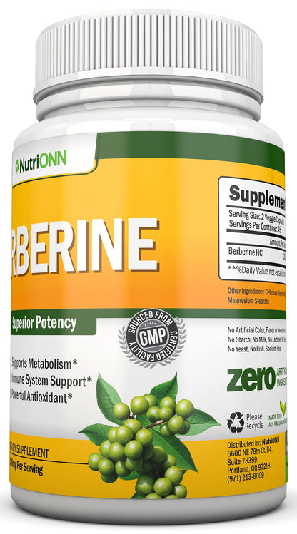 Berberine 1200 mg per Serving | 90 Vegetarian Capsules | Berberine HCl Immune Support