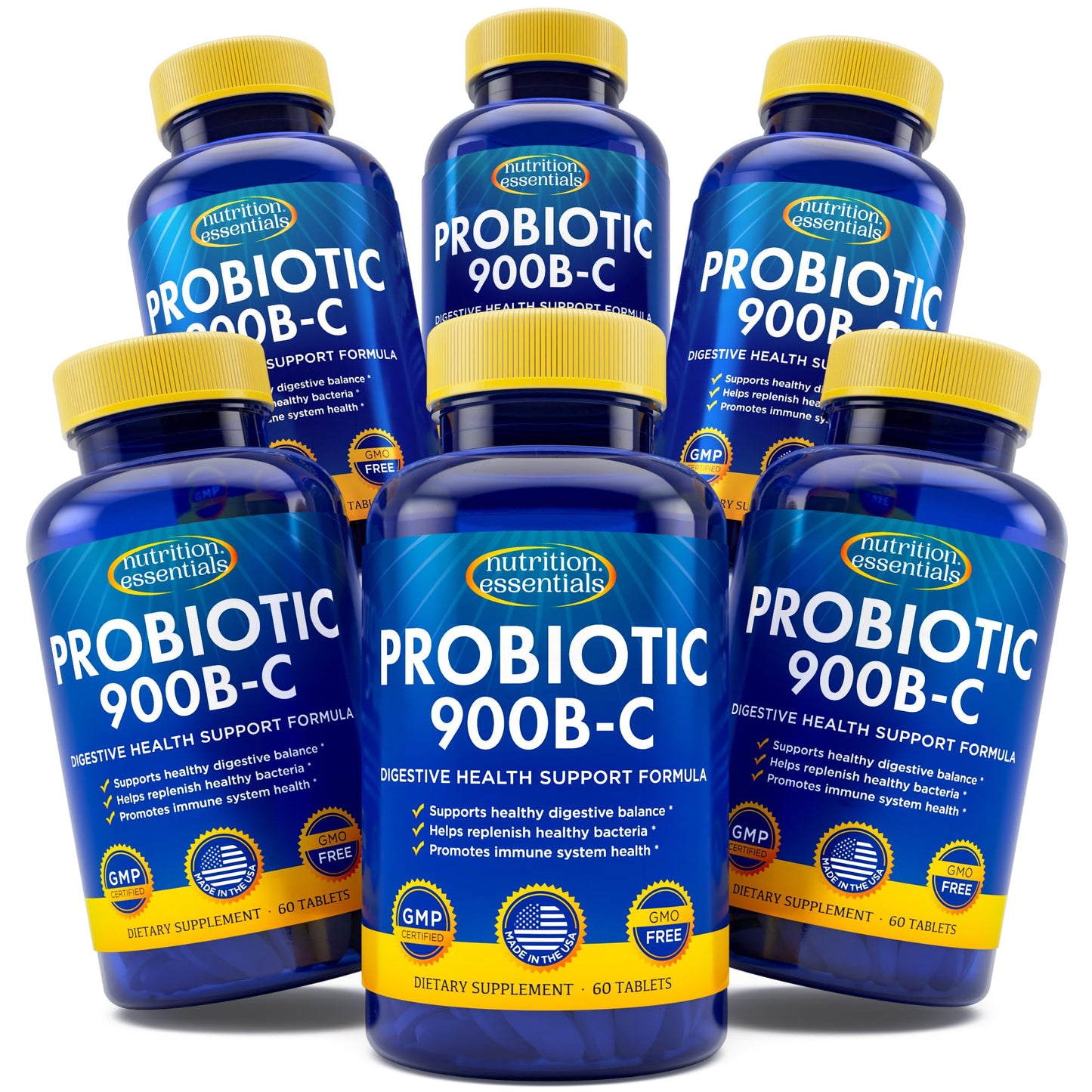 Nutrition Essentials GMP Certified Probiotic Dietary Supplement – 6 Bottles, 360 Capsules