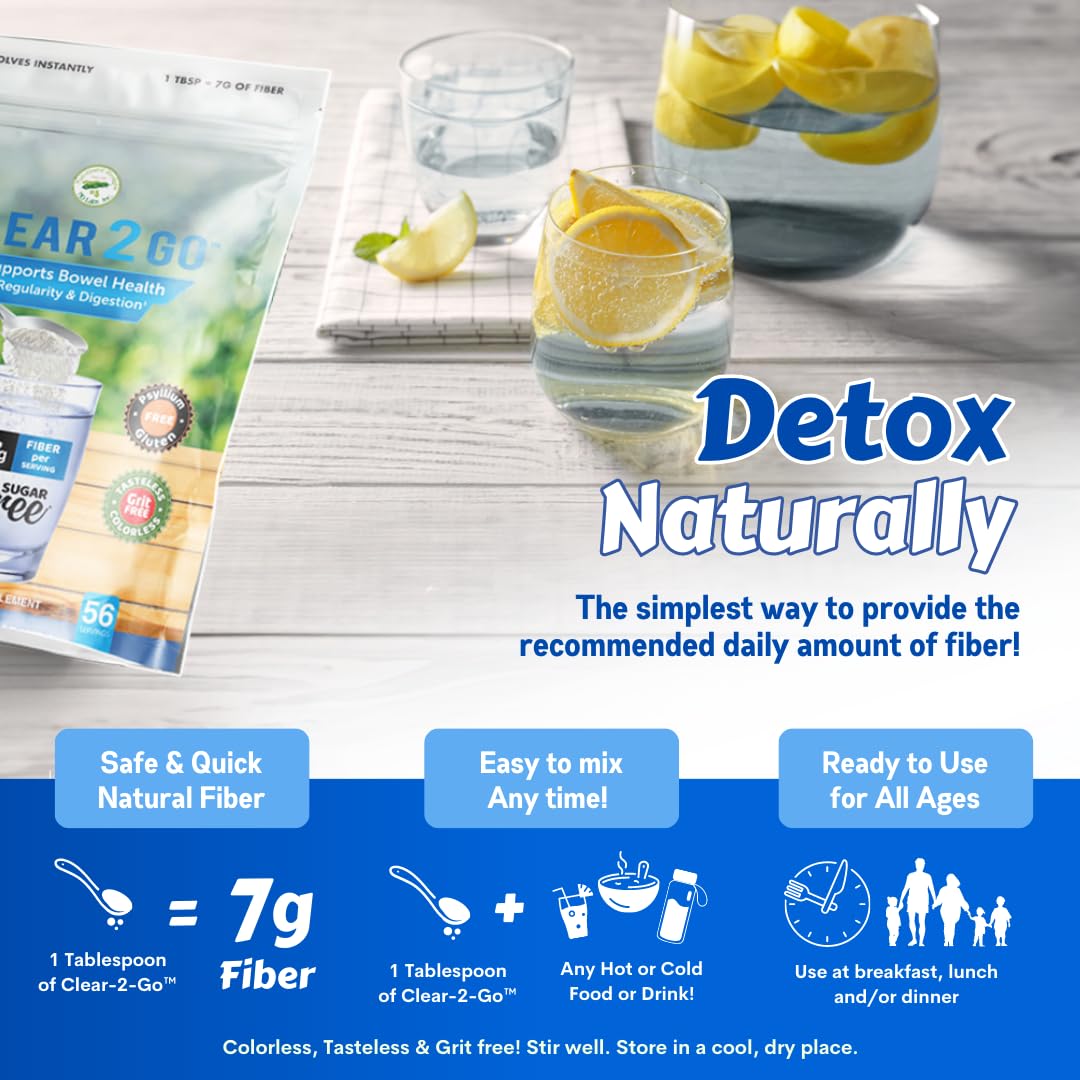 Nutritional Designs Clear 2 Go Prebiotic Fiber Powder - Inulin, Gluten Free, 15.8 oz