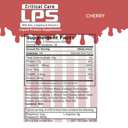 Nutritional Designs LPS Liquid Collagen & Whey Protein - Non-GMO, Sugar-Free, Cherry