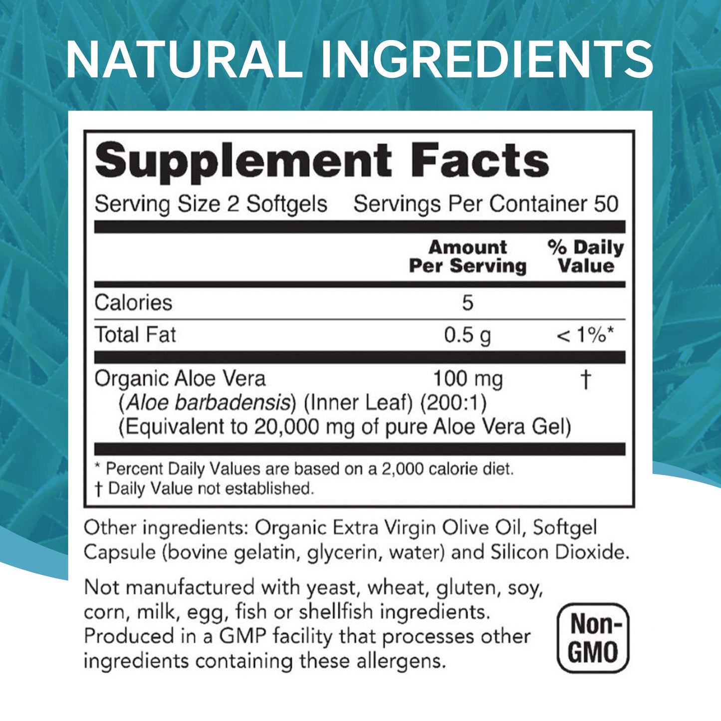 NutriWorth Aloe Vera Supplement (100 Softgels) – 20,000mg Pure Gel Equivalency, Organic Aloe Vera