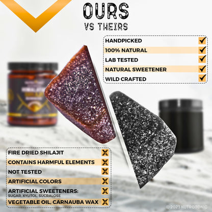 NutroTonic Organic Himalayan Shilajit Gummies – Pomegranate & Vanilla Flavor | Made in USA