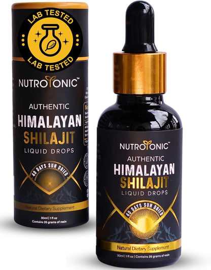 NutroTonic® Himalayan Shilajit Liquid Drops – 86% Fulvic, 10% Humic, Gold A+ (20ml)
