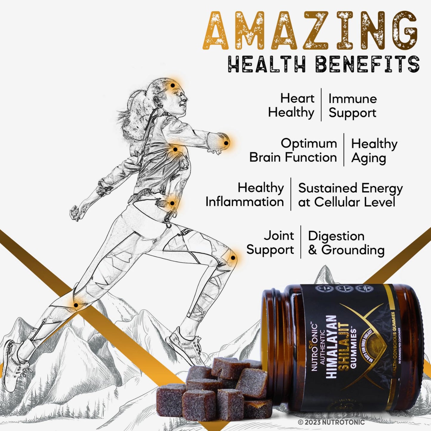 NutroTonic Himalayan Shilajit Gummies – Peach Vanilla, MGO 263 Manuka Honey – Made in USA – 30 Gummies