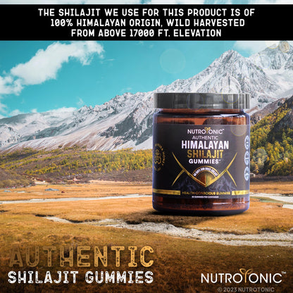 NutroTonic Organic Himalayan Shilajit Gummies – Pomegranate & Vanilla Flavor | Made in USA