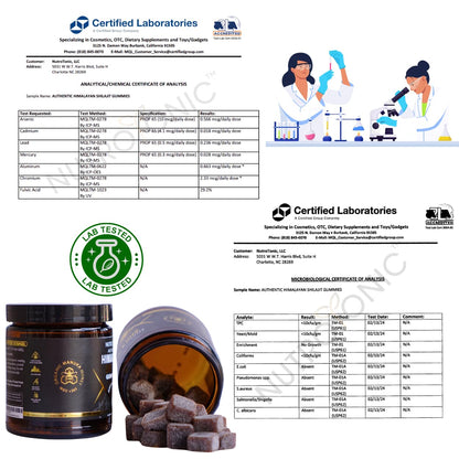 NutroTonic Organic Himalayan Shilajit Gummies – Pomegranate & Vanilla Flavor | Made in USA