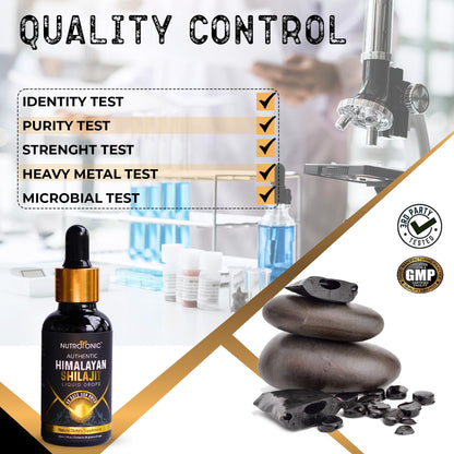 NutroTonic Himalayan Shilajit Liquid Drops - 30ml, 60 Days Sun-Dried, Gold Grade A+