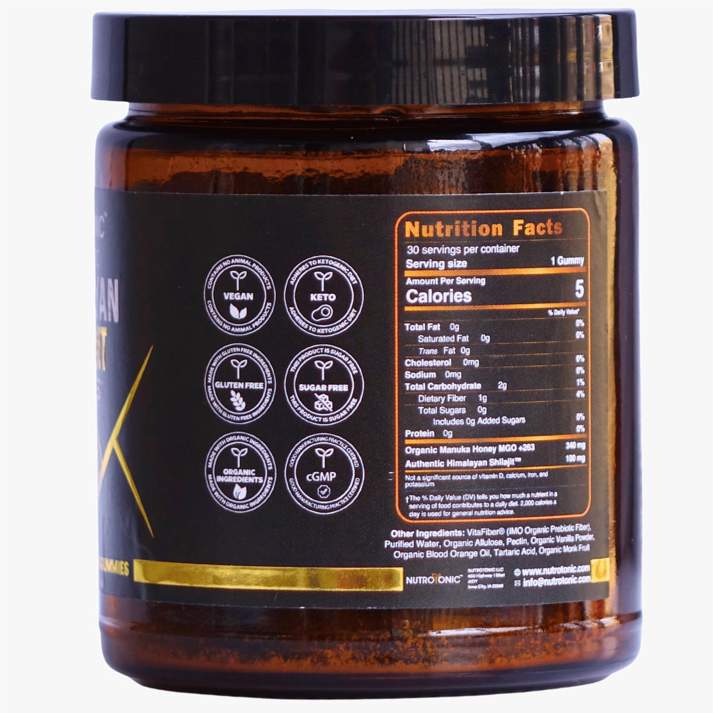 NutroTonic Organic Himalayan Shilajit Gummies – Raspberry Vanilla, Manuka Honey MGO +263 | Made in USA | 30 Gummies