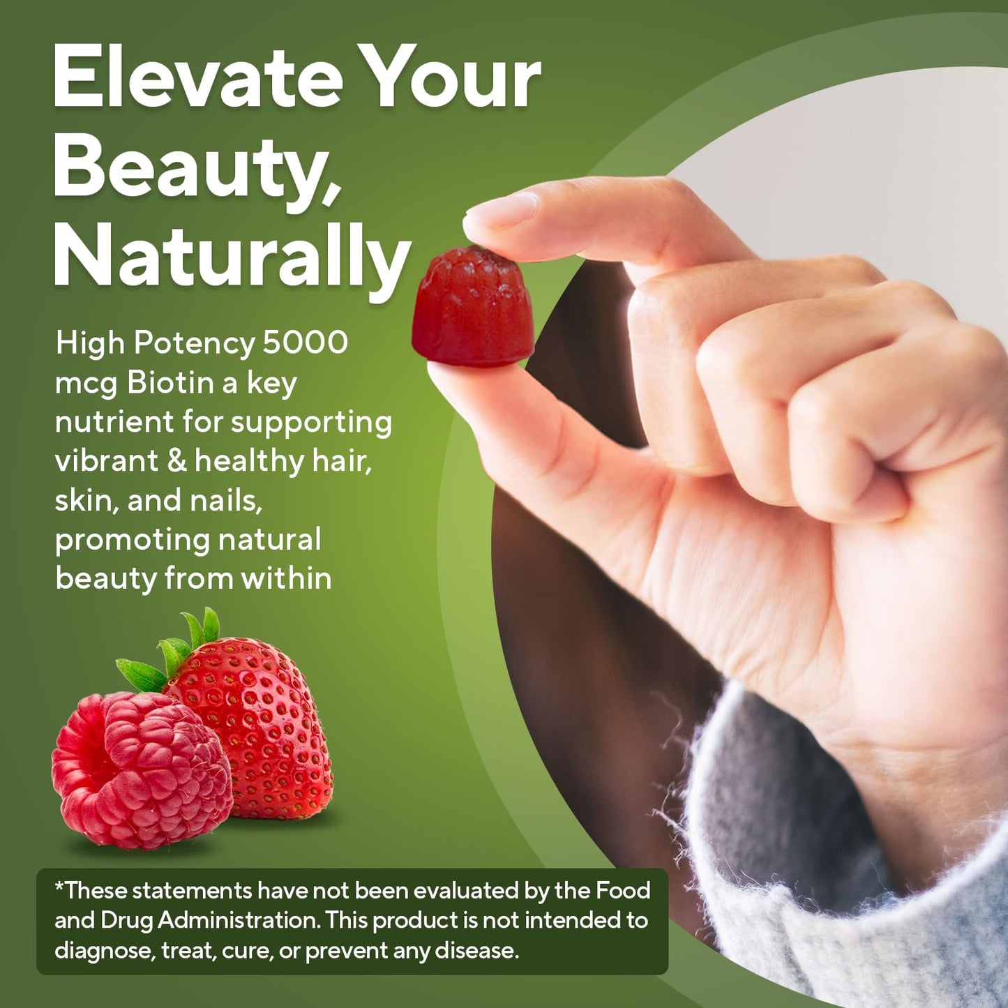 NuVa by Trulore Biotin Gummies 5000 mcg | GLP-1 Support for Hair, Skin & Nails | Vegan, Zero Sugar | Raspberry Flavor | 60 Gummies