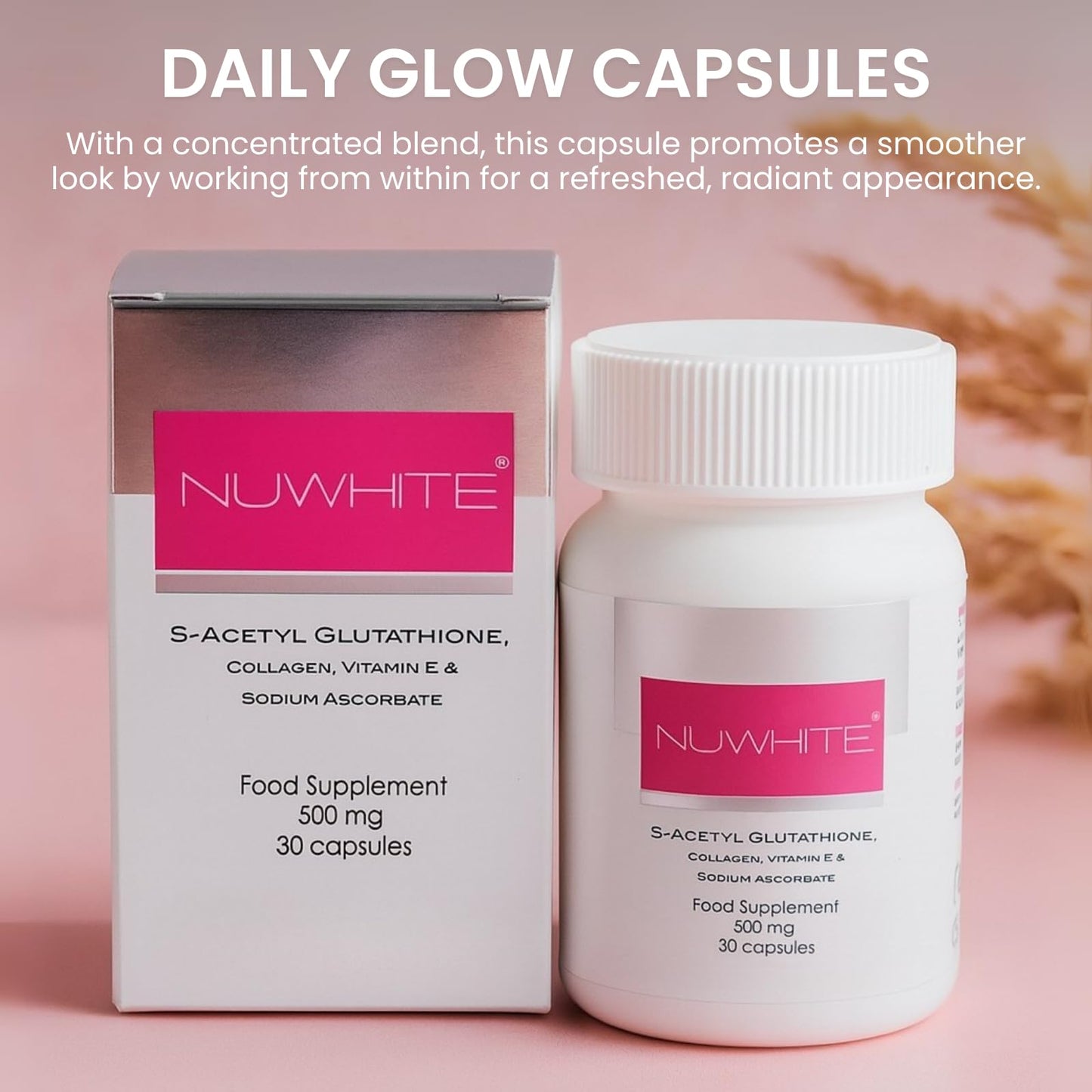 NuWhite S-Acetyl Glutathione 30 Capsules – New Improved Formula for Radiant Skin