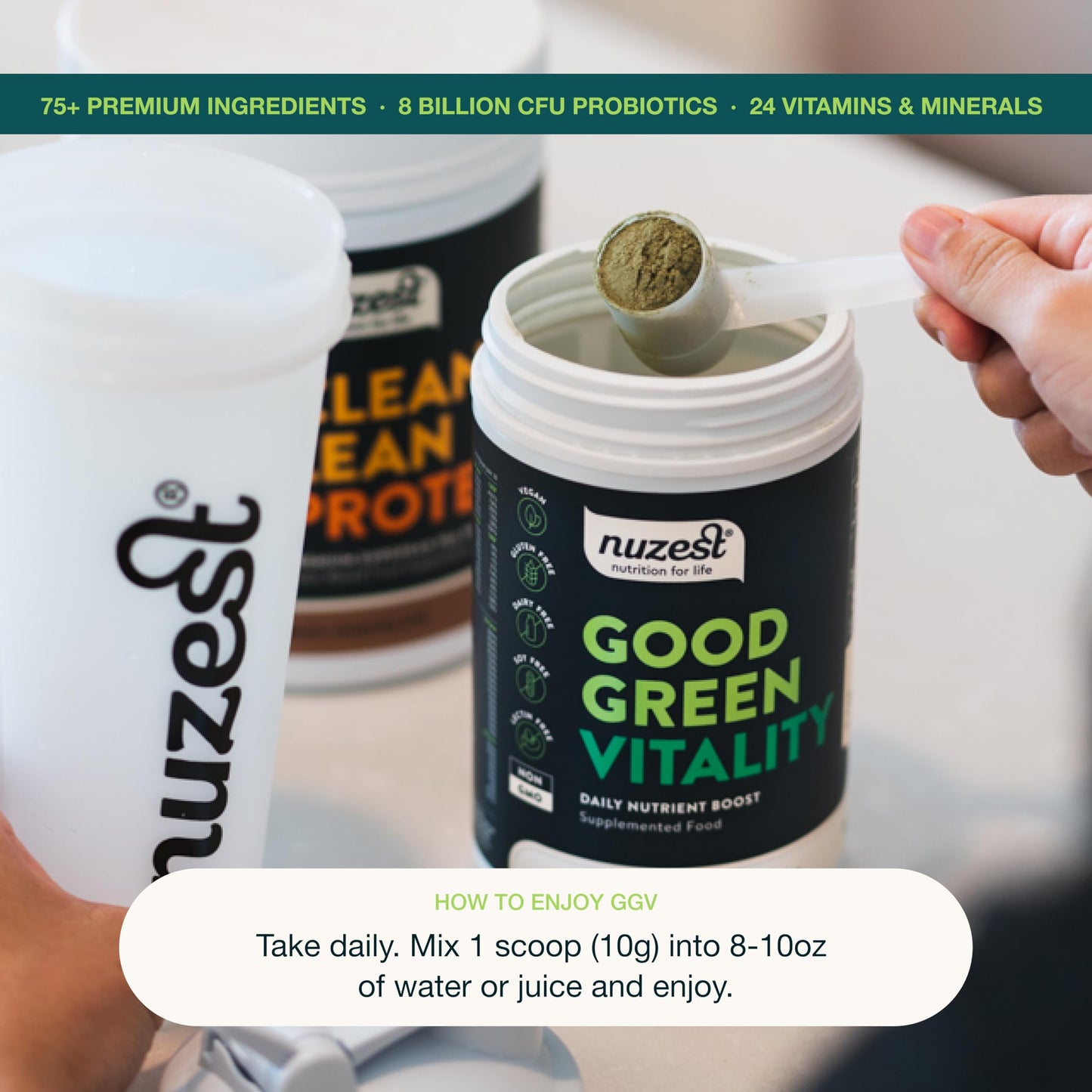 Nuzest Good Green Vitality Greens Powder – Vegan Multivitamin with 75+ Ingredients (300g)