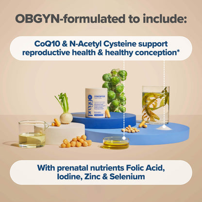 O Positiv Prego Conception Support Capsules – OBGYN-Formulated Prenatal Vitamins with CoQ10 & N-Acetyl Cysteine | 60 Ct