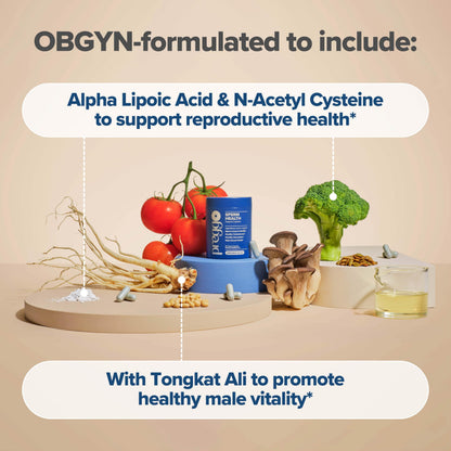 O Positiv Prego Sperm Health Capsules for Men – OBGYN-Formulated with Tongkat Ali, NAC & Alpha Lipoic Acid (60 Count)
