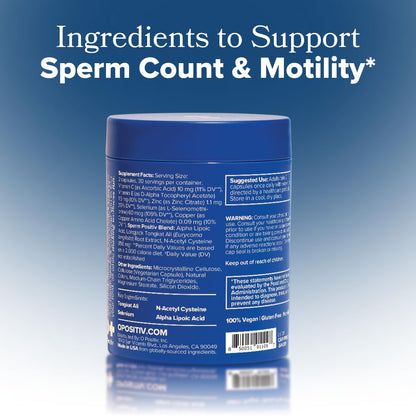 O Positiv Prego Sperm Health Capsules for Men – OBGYN-Formulated with Tongkat Ali, NAC & Alpha Lipoic Acid (60 Count)