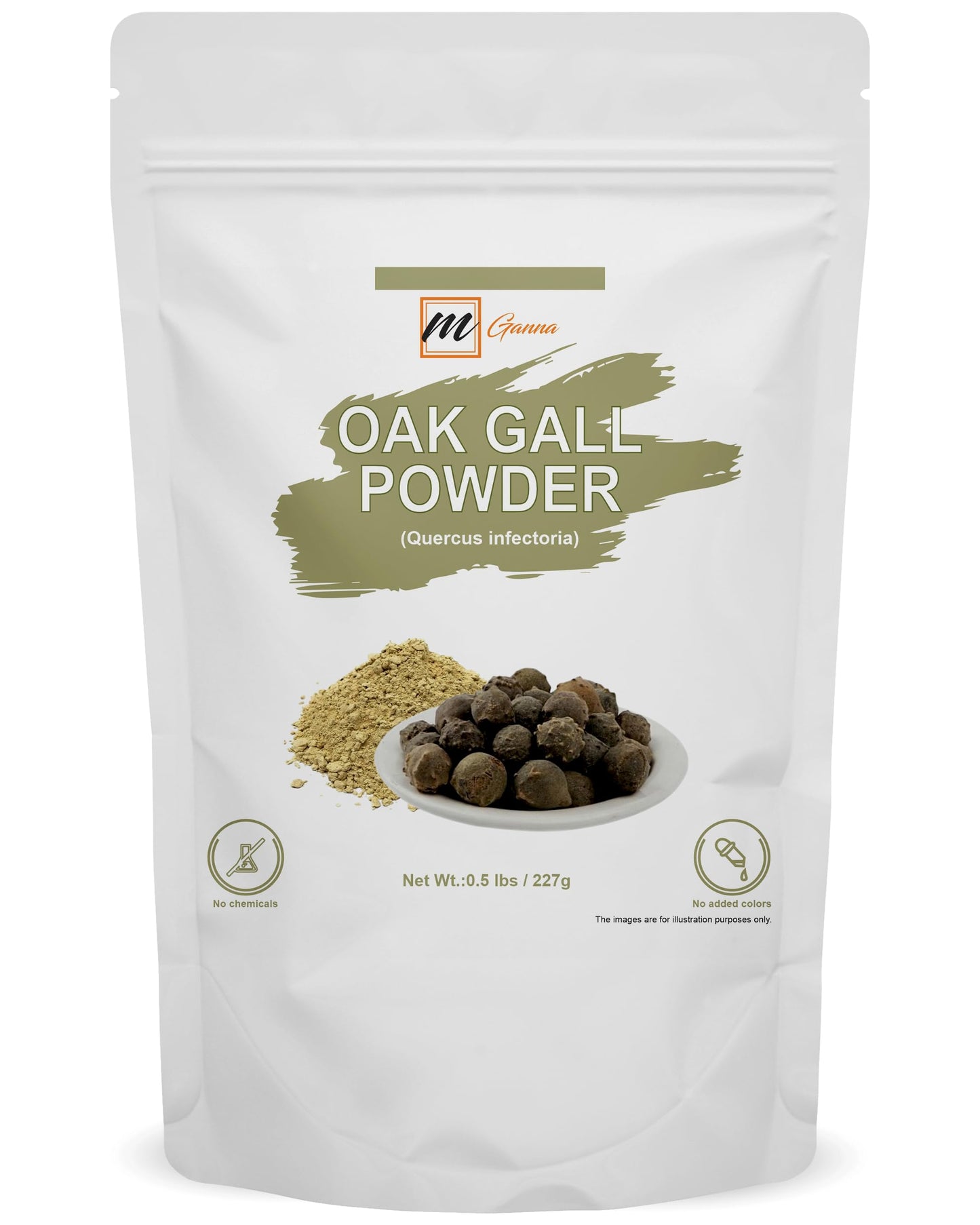 mGanna 100% Natural Oak Gall Powder 0.5 lb | Quercus Infectoria Majuphal