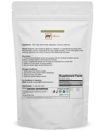 mGanna 100% Natural Oak Gall Powder 0.5 lb | Quercus Infectoria Majuphal
