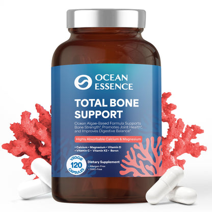 OCEAN ESSENCE Total Bone Support - Plant-Based Algae Calcium for Bone Density & Strength | 120 Capsules