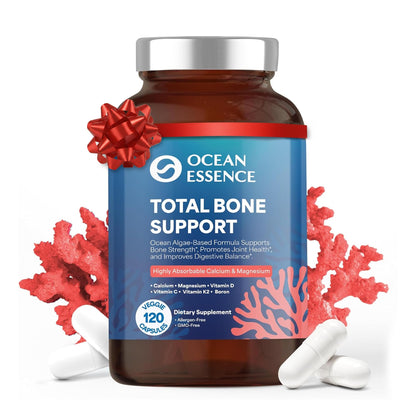 OCEAN ESSENCE Total Bone Support - Plant-Based Algae Calcium for Bone Density & Strength | 120 Capsules