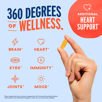 Oceanblue Omega-3 2100 with CoQ10 | Triple-Strength Fish Oil + CoQ10 | Orange Flavor | Heart Support | 90 Softgels