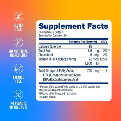 Oceanblue Omega-3 for Women | Burpless Mini Softgels with Vitamin D3 | Orange Flavor (60 Count Minicap)