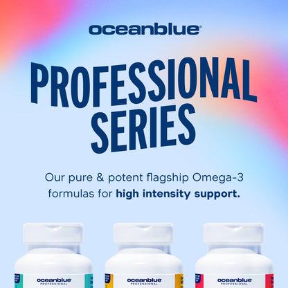Oceanblue Professional Fish Oil with Vitamin D3 — Triple Strength 2100mg Omega-3 (EPA DPA DHA) + 2000 IU D3 | Burpless Orange Flavor | Wild-Caught & Sustainable | 90 Servings (180 Softgels)