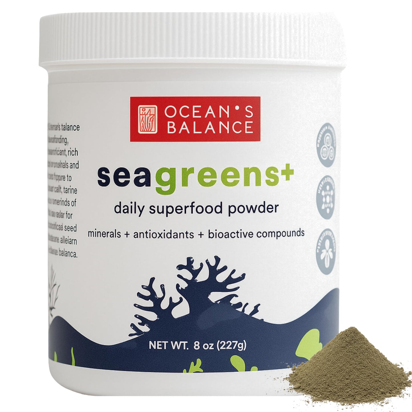 Ocean's Balance Seagreens+ Daily Superfood Powder - Organic Seaweed Greens