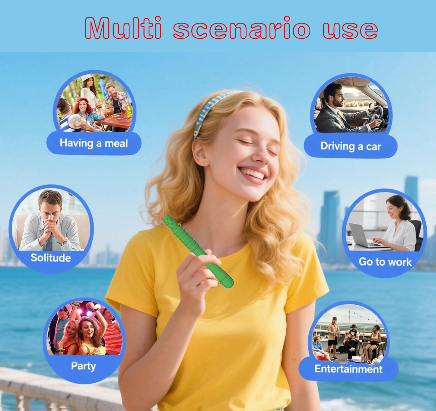Chewable Essential Oil Breath Stick - Mint Flavored (2 Pcs) with 4 Replacement Cores for Travel, Office & Car
