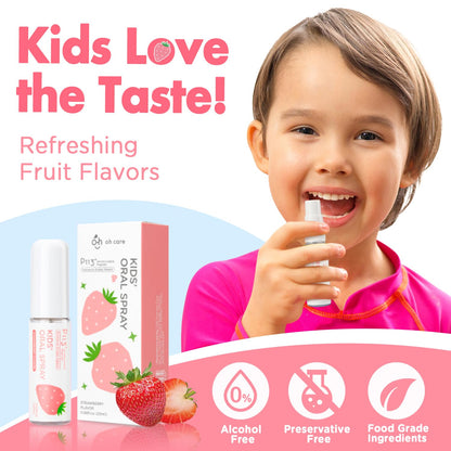 oh care Mouth Spray for Kids – Strawberry, Fluoride Free, Cavity Protection | Ages 0-12