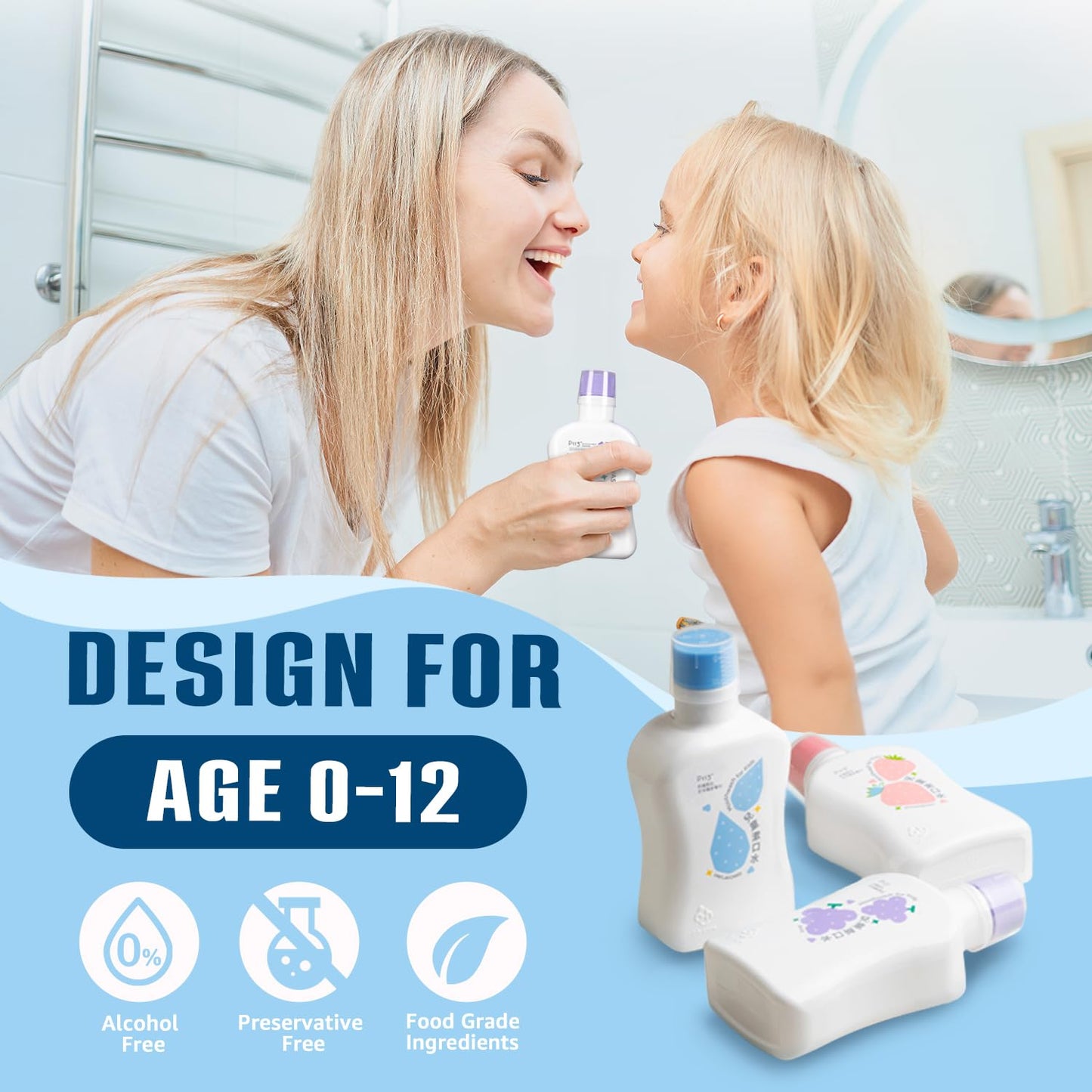 oh care Mouthwash for Kids P113+ Peptide – Anti-Cavity, Alcohol-Free Rinse for Teeth & Gums | Safe Oral Hygiene for Newborn to Toddler (11.8 fl oz, Original Unflavored)