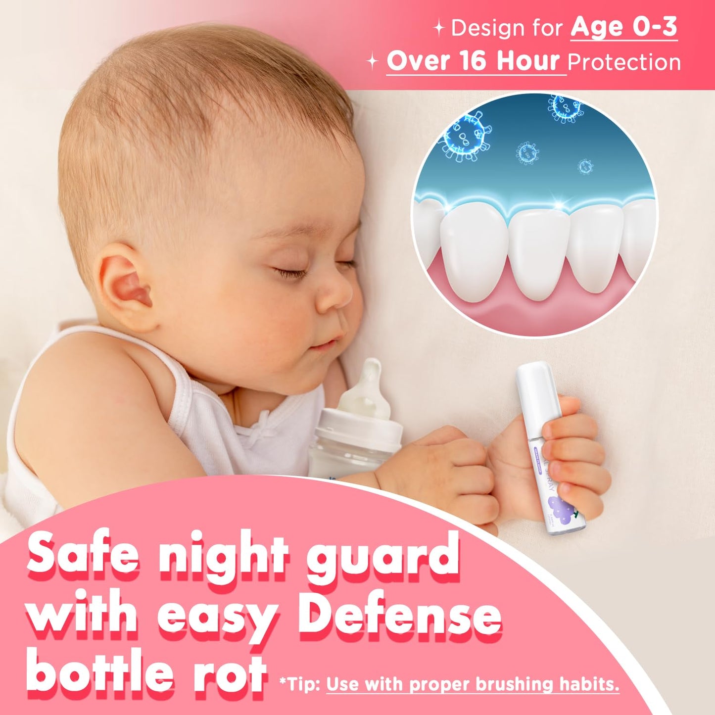 oh care Mouth Spray for Kids – Cavity Protection, Fluoride Free, P113+ Antibacterial Peptide (Ages Newborn–12) – Grape