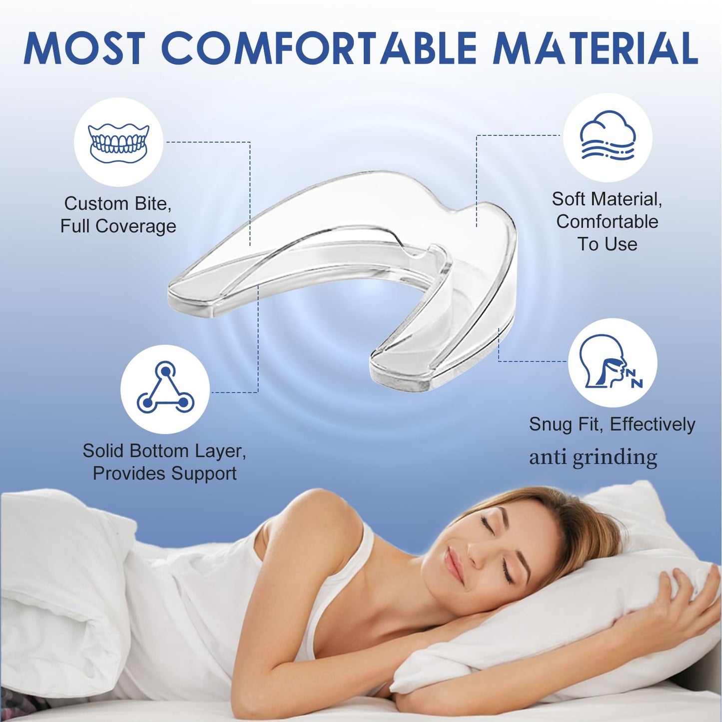 OHALEEP Anti Grinding Mouth Guard for Clenching Teeth at Night, Teeth Grinding Mouthguards for Sleeping, Mouth Guard for Grinding Teeth at Night, Night Guards for Teeth Grinding for Adults