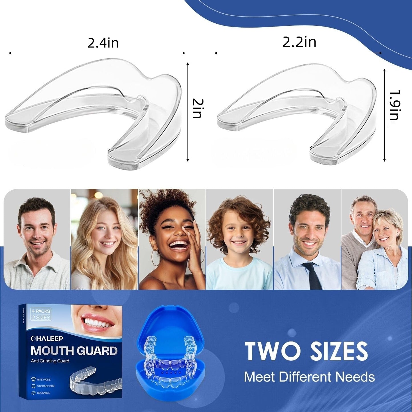 OHALEEP Anti Grinding Mouth Guard for Clenching Teeth at Night, Teeth Grinding Mouthguards for Sleeping, Mouth Guard for Grinding Teeth at Night, Night Guards for Teeth Grinding for Adults