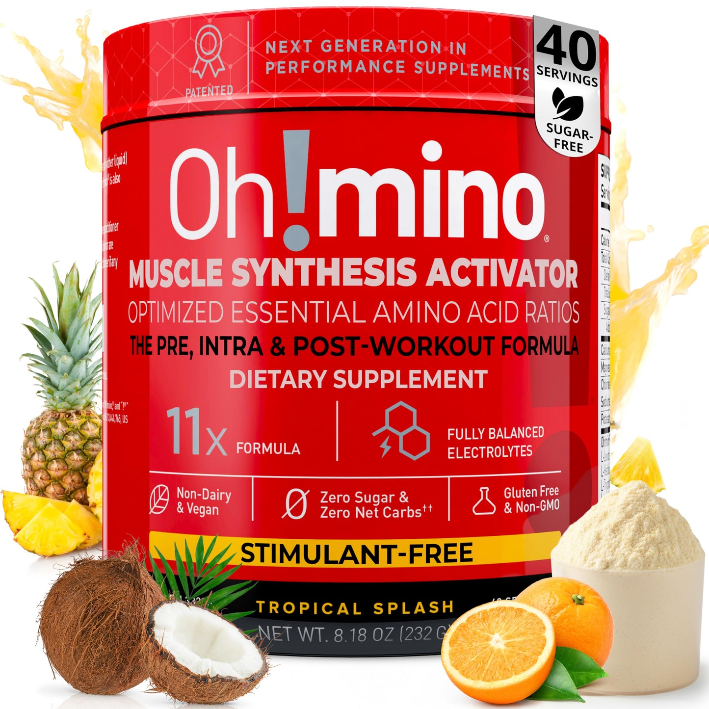 Oh!mino BCAAs + EAAs — All 9 Essential Amino Acids, Tropical Flavor