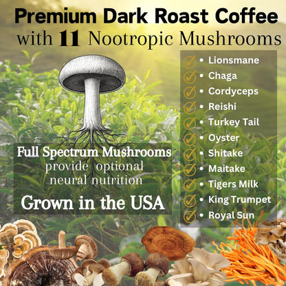OhmYes 11 Mushroom Coffee + Cacao – Organic Nootropic Superfood Blend (7 oz)