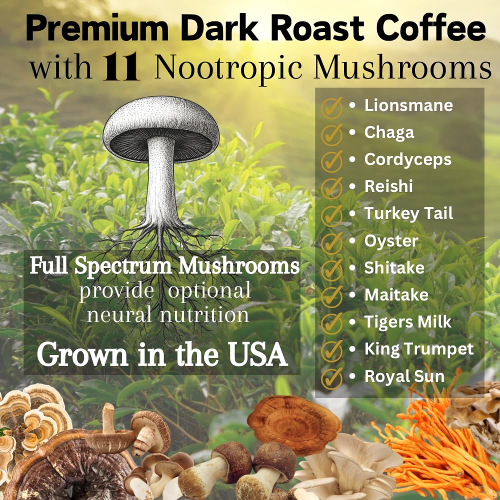 OhmYes 11 Mushroom Coffee + Cacao – Organic Nootropic Superfood Blend (7 oz)