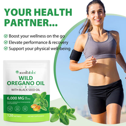 Oil of Oregano + Black Seed Oil Softgels (60 Count) – Immune Support & Antioxidant