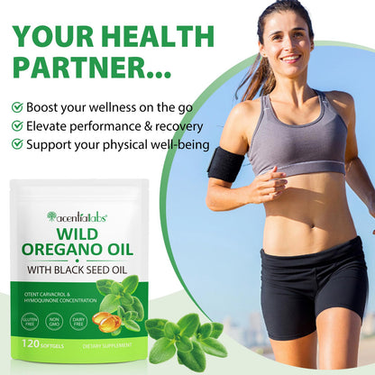Oregano Oil Softgels Organic with Black Seed Oil 200mg – 120 Count | Non-GMO, Dairy Free, Gluten Free