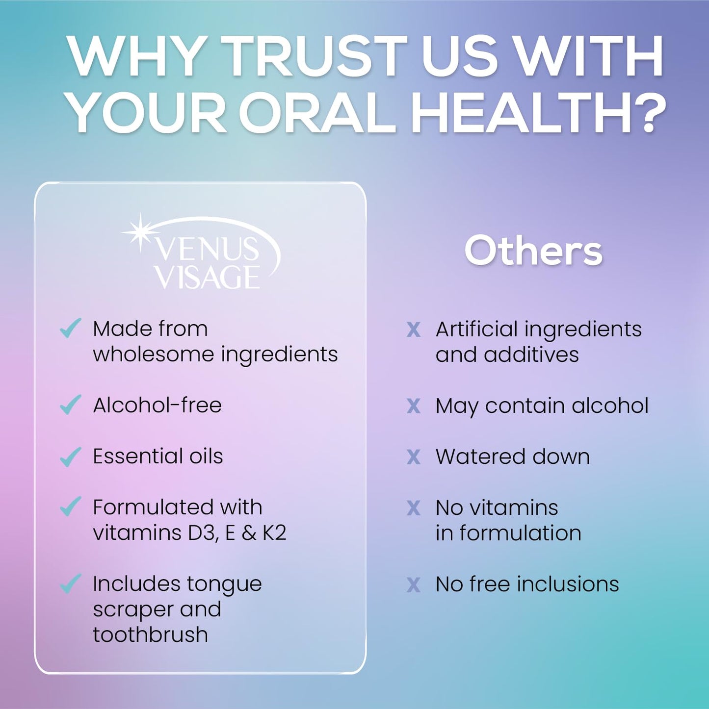 Venus Visage Coconut Oil Pulling Oil with Tongue Scraper – 8 oz, Alcohol-Free