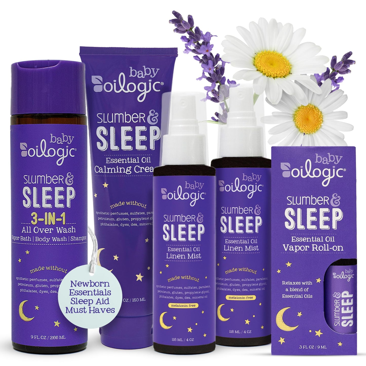Oilogic Slumber & Sleep Baby Gift Set – Wash, Calming Cream, Sleep Spray & Roll-On Oils
