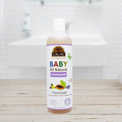 Okay Baby Calming Bath with Papaya Extract – 12 oz / 355 ml | Gentle, Soothing Baby Wash