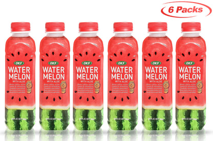 OKF Watermelon Aloe Vera Drink – Real Juice & Gel, 16.9 oz (6 Pack)
